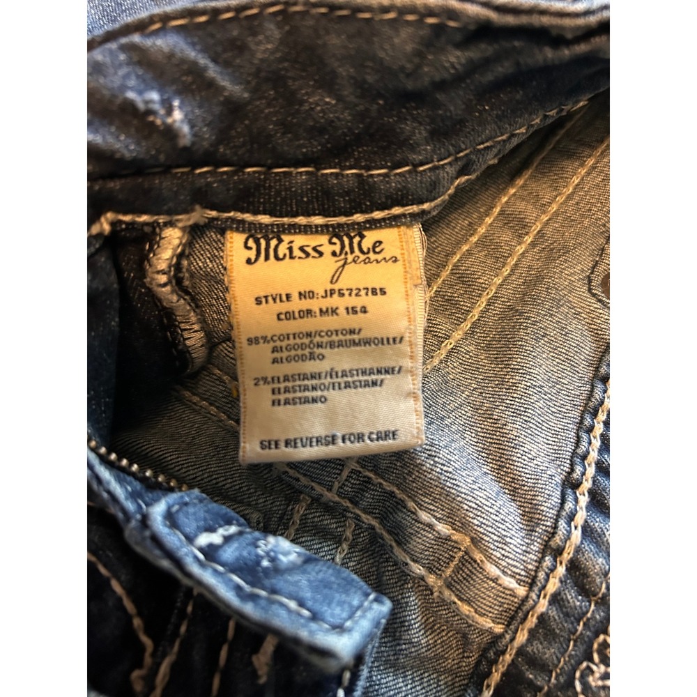 Miss Me Bootcut Jeans JP5727B5 Dark Wash Embroidered Peace Love 28 x 33 READ - Picture 5 of 10